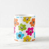 かわいいカラフルフラワードッグママおもしろいフォトコラージュ コーヒーマグカップ (中央)