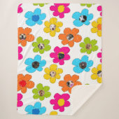 かわいいカラフルフラワードッグママおもしろいフォトコラージュ シェルパブランケット (正面)