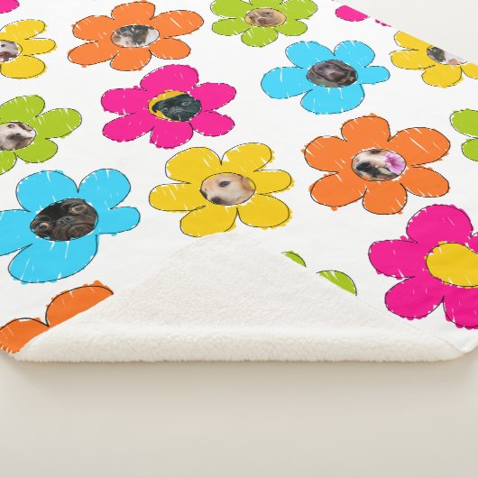 かわいいカラフルフラワードッグママおもしろいフォトコラージュ シェルパブランケット (3/4)