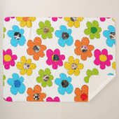 かわいいカラフルフラワードッグママおもしろいフォトコラージュ シェルパブランケット (正面(横))