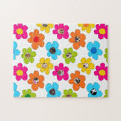 かわいいカラフルフラワードッグママおもしろいフォトコラージュ ジグソーパズル (横)