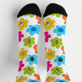 かわいいカラフルフラワードッグママおもしろいフォトコラージュ ソックス (上部)