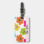かわいいカラフルフラワードッグママおもしろいフォトコラージュ ラゲッジタグ (正面縦)