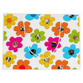 かわいいカラフルフラワードッグママおもしろいフォトコラージュ ラージペーパーバッグ (裏面)