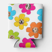 かわいいカラフルフラワードッグママおもしろいフォトコラージュ 缶クーラー (正面)