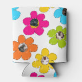 かわいいカラフルフラワードッグママおもしろいフォトコラージュ 缶クーラー (裏面)