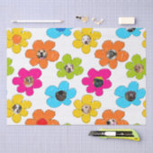 かわいいカラフルフラワードッグママおもしろいフォトコラージュ 薄葉紙 (クラフト)