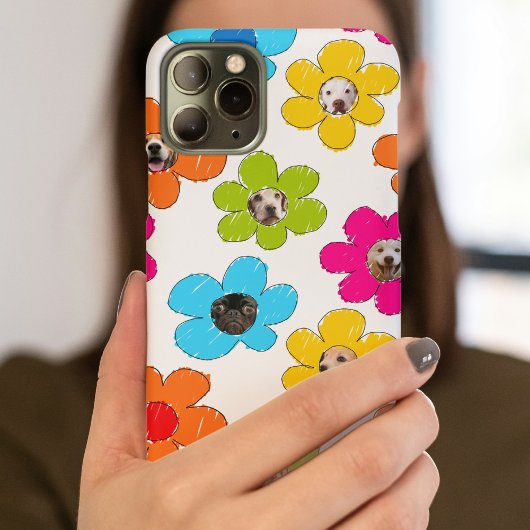 かわいいカラフルフラワードッグママおもしろいフォトコラージュ Case-Mate iPhoneケース