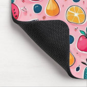 かわいいカラフルフルーツのピンク色の装飾 マウスパッド (コーナー)