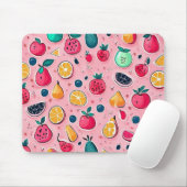 かわいいカラフルフルーツのピンク色の装飾 マウスパッド (マウス)