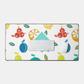 かわいいカラフルフルーツ柄モノグラム デスクマット (キーボード&マウス)