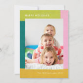 かわいいカラフルフレームティール（緑がかった色）グリーンピンク写真垂直 シーズンカード (正面)