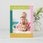 かわいいカラフルフレームティール（緑がかった色）グリーンピンク写真垂直 シーズンカード (スタンド正面)