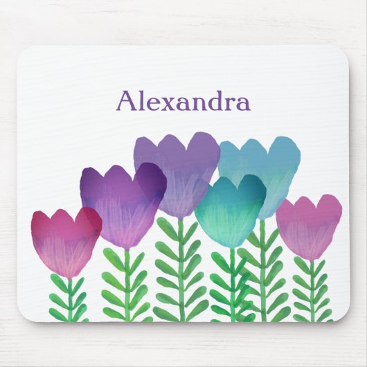 かわいいカラフルフローラウォーターカスタムカラー マウスパッド (正面)