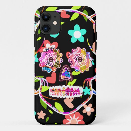 かわいいカラフルフローラスカル Case-Mate iPhoneケース (裏面)