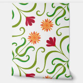 かわいいカラフルフローラフォークアートダマスクパターンライト 壁紙 (ほどく)