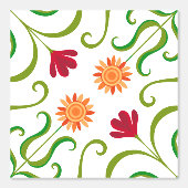 かわいいカラフルフローラフォークアートダマスクパターンライト 壁紙 (正面)