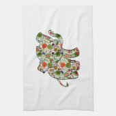 かわいいカラフルフローラベビーゾウ キッチンタオル (縦)