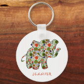かわいいカラフルフローラベビーゾウ キーホルダー (正面)