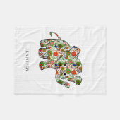 かわいいカラフルフローラベビーゾウ フリースブランケット (正面(横))