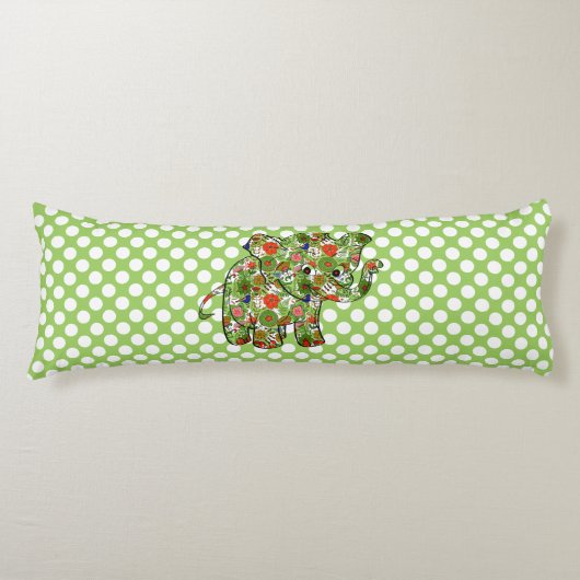 かわいいカラフルフローラベビーゾウ ボディピロー (正面)