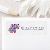 かわいいカラフルフローラベビーゾウ ラベル (インサイチュ)