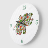 かわいいカラフルフローラベビーゾウ ラージ壁時計 (傾斜)