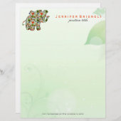 かわいいカラフルフローラベビーゾウ レターヘッド (正面/裏面)