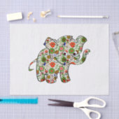 かわいいカラフルフローラベビーゾウ 薄葉紙 (クラフト)