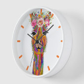 かわいいカラフルフローララマ時計 壁時計 (傾斜)