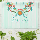 かわいいカラフルフローラリース キッチンタオル (折り畳み)