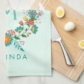 かわいいカラフルフローラリース キッチンタオル (四つ折り)