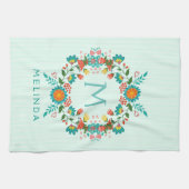 かわいいカラフルフローラリース キッチンタオル (横)
