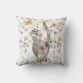 かわいいカラフルフローラ猫装飾用クッション クッション (正面)