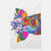 かわいいカラフルフローラ豚キッチンタオル キッチンタオル (縦)