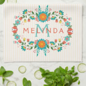 かわいいカラフルフローラ キッチンタオル (折り畳み)