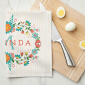 かわいいカラフルフローラ キッチンタオル (四つ折り)