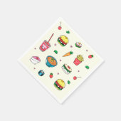 かわいいカラフルフードの模様（白） スタンダードカクテルナプキン (角)