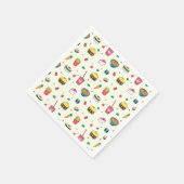 かわいいカラフルフードの模様(白) スタンダードカクテルナプキン (角)