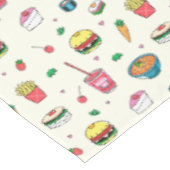 かわいいカラフルフードの模様（白） テーブルクロス (アングル)