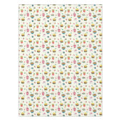 かわいいカラフルフードの模様（白） テーブルクロス (正面)