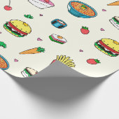 かわいいカラフルフードの模様(白) ラッピングペーパー (角)