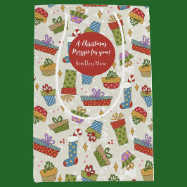 かわいいカラフルプレゼントクリスマス抱き枕 ミディアムペーパーバッグ