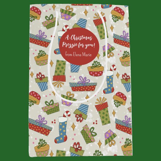 かわいいカラフルプレゼントクリスマス抱き枕 ミディアムペーパーバッグ