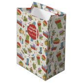 かわいいカラフルプレゼントクリスマス抱き枕 ミディアムペーパーバッグ (正面アングル)