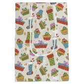 かわいいカラフルプレゼントクリスマス抱き枕 ミディアムペーパーバッグ (裏面)