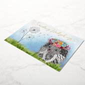 かわいいカラフルヘッジホッグのグリーティングカード 箔招待状 (回転した状態)