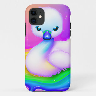 かわいいカラフルベビースワン iPhone 11 ケース