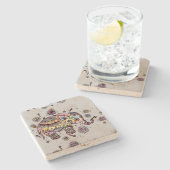 かわいいカラフルベビーゾウイラスト ストーンコースター (横)