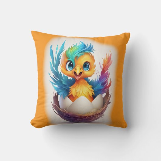 かわいいカラフルベビーフェニックスハッチング クッション (正面)